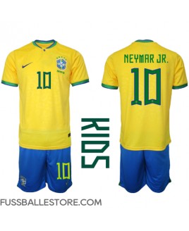 Günstige Brasilien Neymar Jr #10 Heimtrikotsatz Kinder WM 2022 Kurzarm (+ Kurze Hosen)